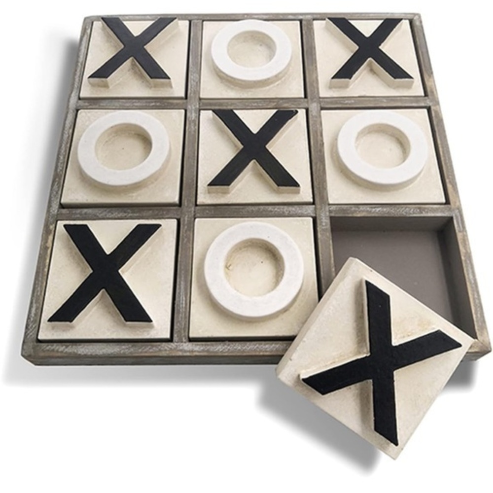 JEVERGN Large Wooden Tic Tac Toe Game Washed Brown Coffee Table Game NWT